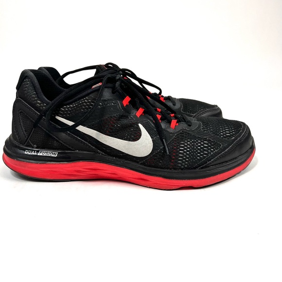 Nike Men's Dual Fusion Run 3 Black Metallic Silver Sneakers 9.5 - Picture 3 of 9